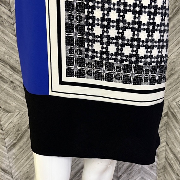 Ivanka Trump Black, white Blue Geometric mini dress, v-neck tunic size 6 - Picture 6 of 9